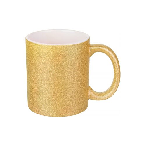 Keramický hrnček s trblietkami 330 ml - zlatý