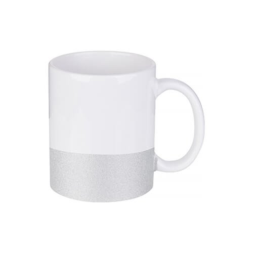 Keramický hrnček 330 ml so strieborným pruhom