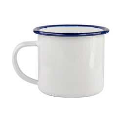 Smaltovaný hrnček s modrým lemom