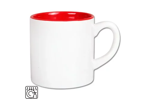 Mini biely hrnček - červené vnútro