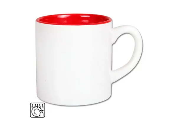 Mini biely hrnček - červené vnútro