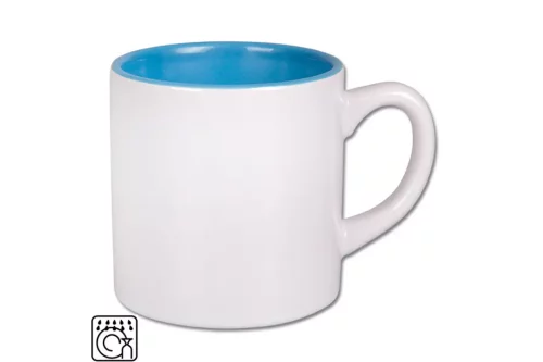 Mini biely hrnček – svetlomodré vnútro